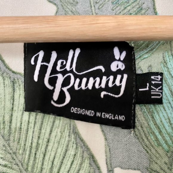 Hell Bunny Green Palm Leaf Rainforest Jumpsuit - Picture 6 of 10